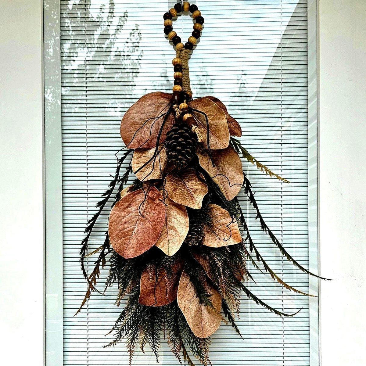 Fall Wreath For Front Door Outdoor Autumn Magnolia Leaf Teardrop Swag Porch Decor