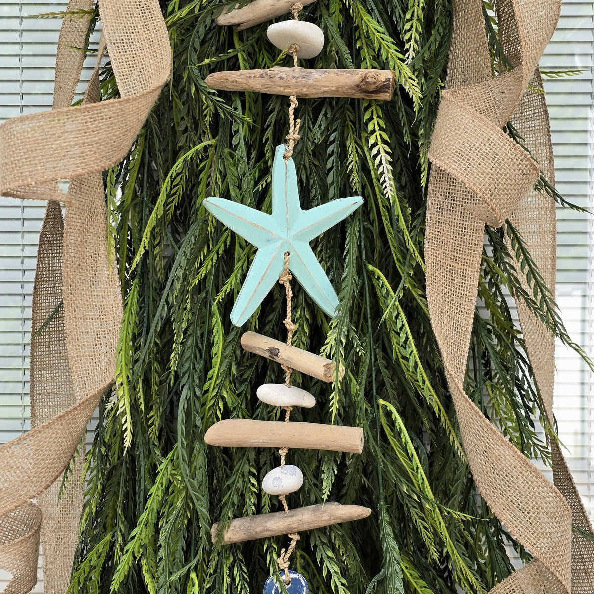 Welcome Nautical Coastal Wreath Swag For Front Door Decor, Double Door Wreaths, Rustic Farmhouse Beach Teardrop Swag, XL Extra Large Decor