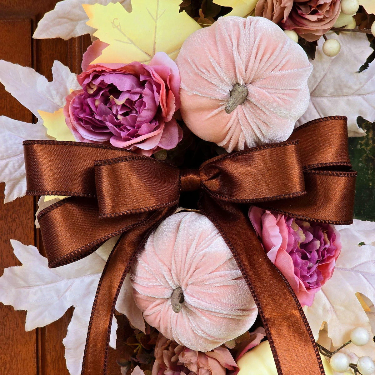 Large Fall Wreath For Front Door Outdoor Autumn Decor Double Doors Wreaths XL Thanksgiving Harvest Porch Decor - Oval Eucalyptus & Pumpkin
