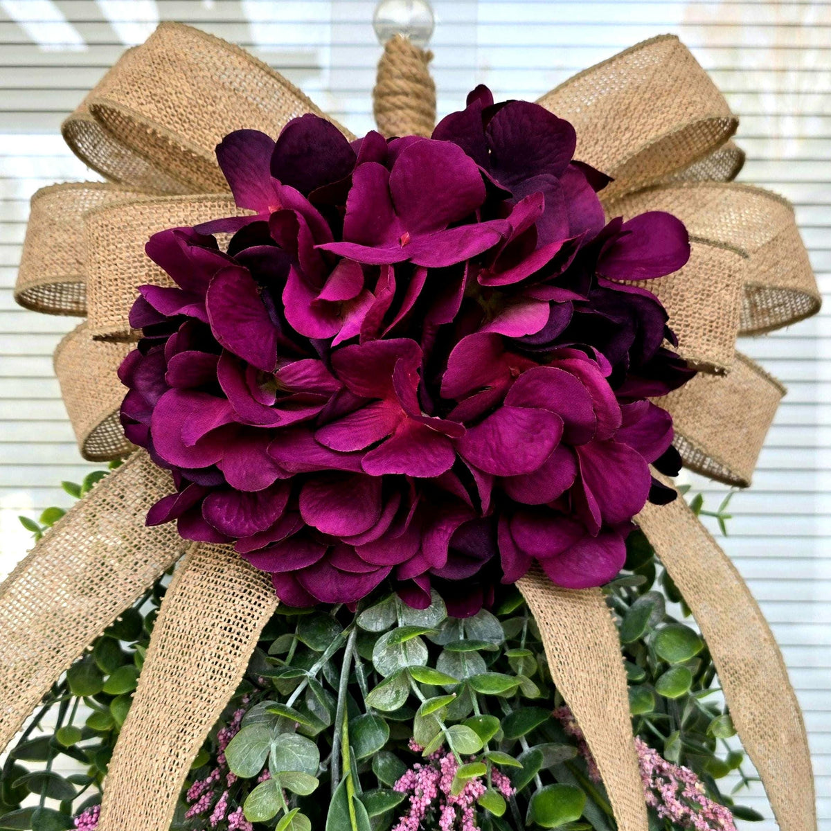 Handmade Spring Summer Fall Wreath Teardrop Swag For Front Door Outdoor Year Round Double Door Wreaths Porch Decor Hydrangea Lavender Floral