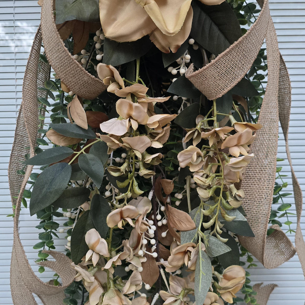 Fall Wreath For Front Door Decor Outdoor Autumn Teardrop Swag Double Door Wreaths