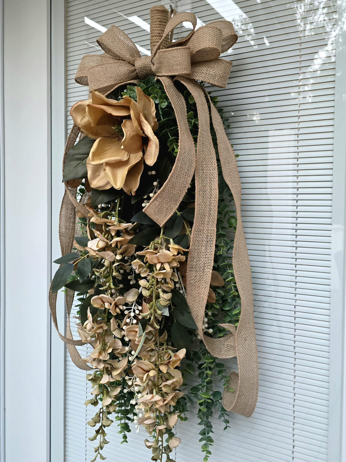 Fall Wreath For Front Door Decor Outdoor Autumn Teardrop Swag Double Door Wreaths