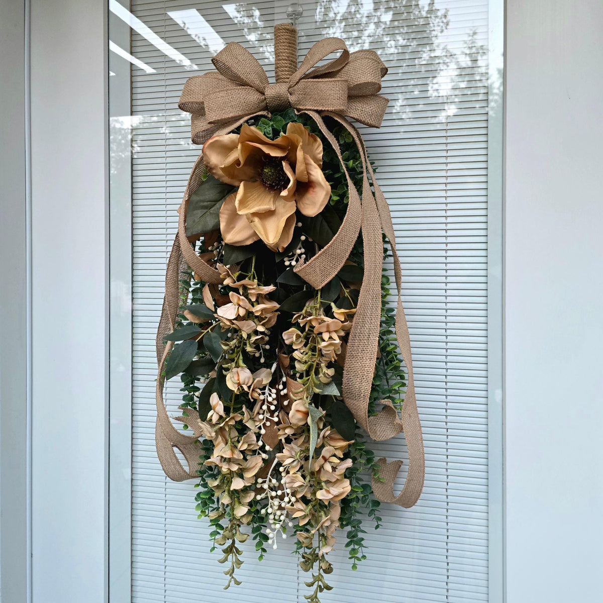Fall Wreath For Front Door Decor Outdoor Autumn Teardrop Swag Double Door Wreaths