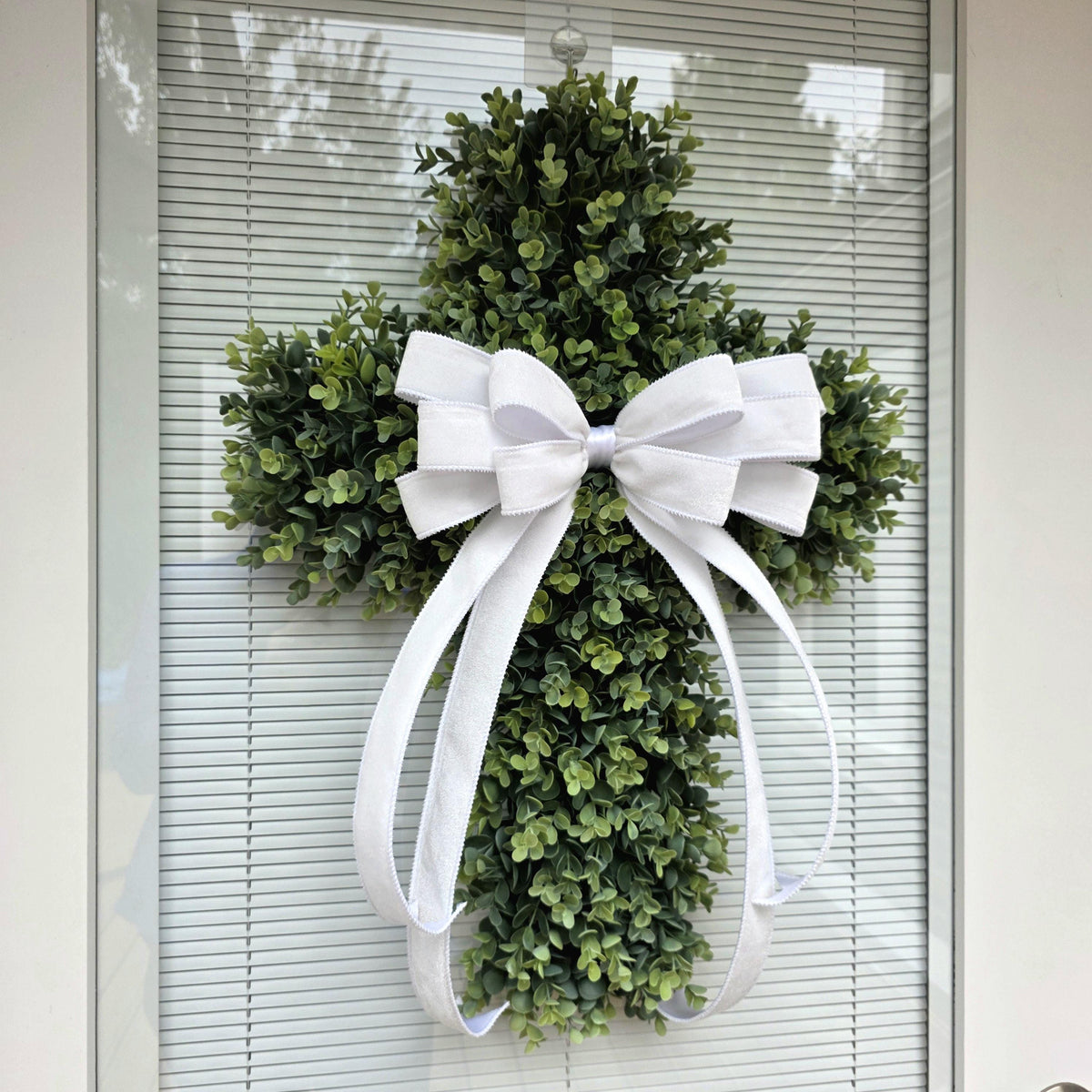 CROSS WREATH For Front Door, Memorial, Religious Wall Decor, Baptism Gift, Communion Gift, Confirmation Gift, Wedding Gift, Wall Decor