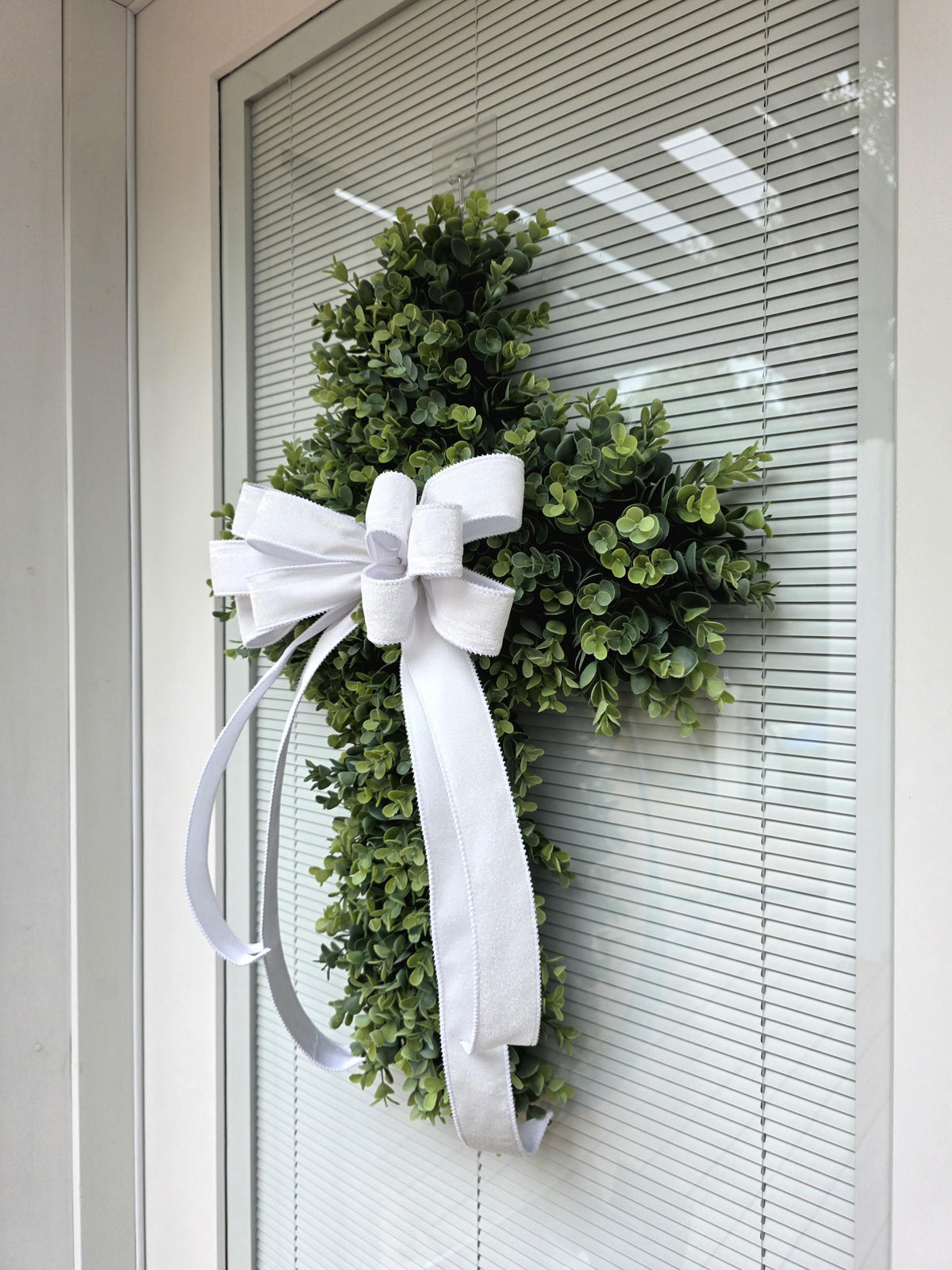 CROSS WREATH For Front Door, Memorial, Year Round, Religious Wall Decor, Christian Church, Baptism, Communion, Confirmation, Wedding, Gifts