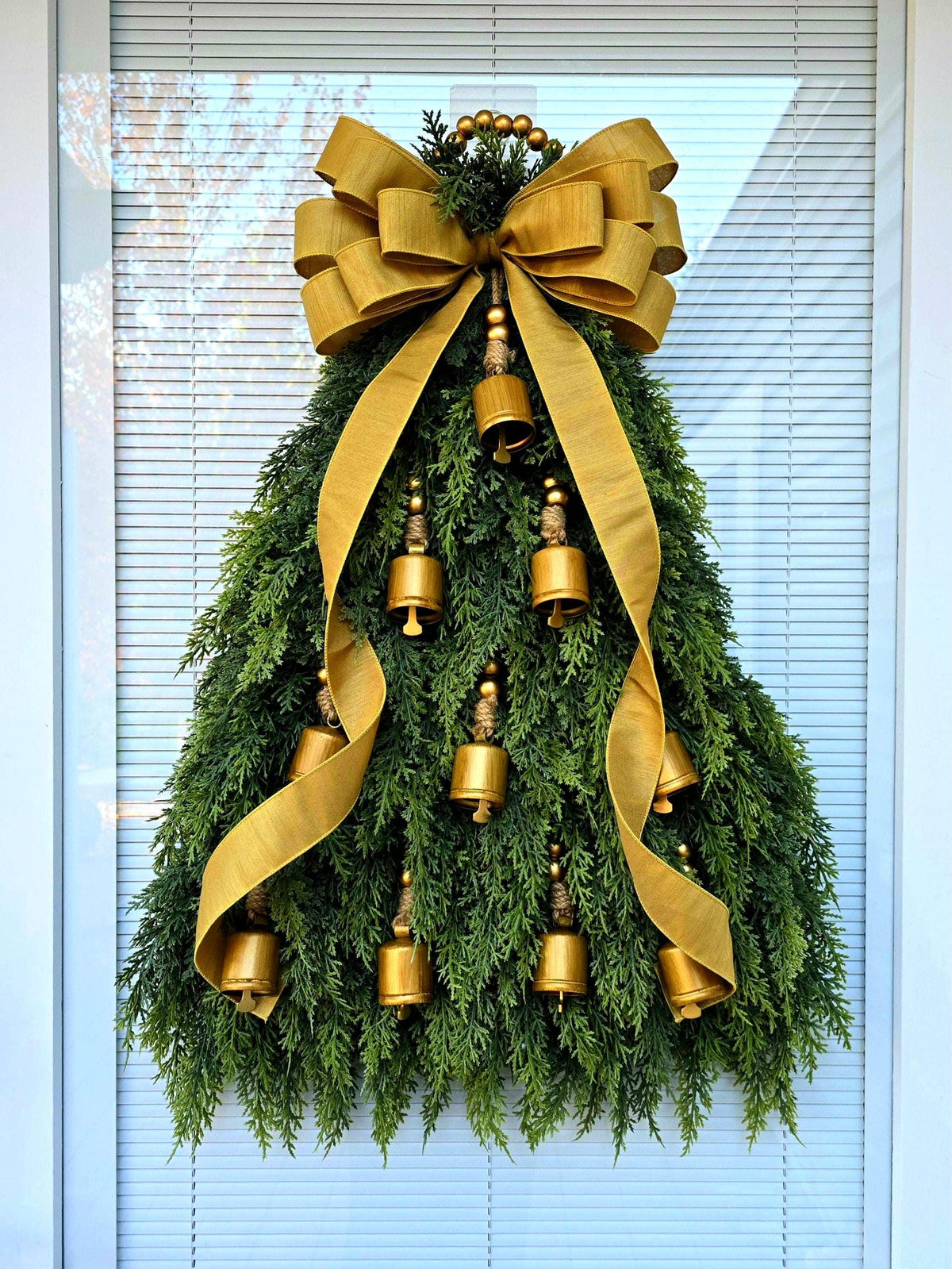 Christmas Wreath For Front Door Outdoor Holiday Decor Xmas Teardrop Swag Double Door Wreaths