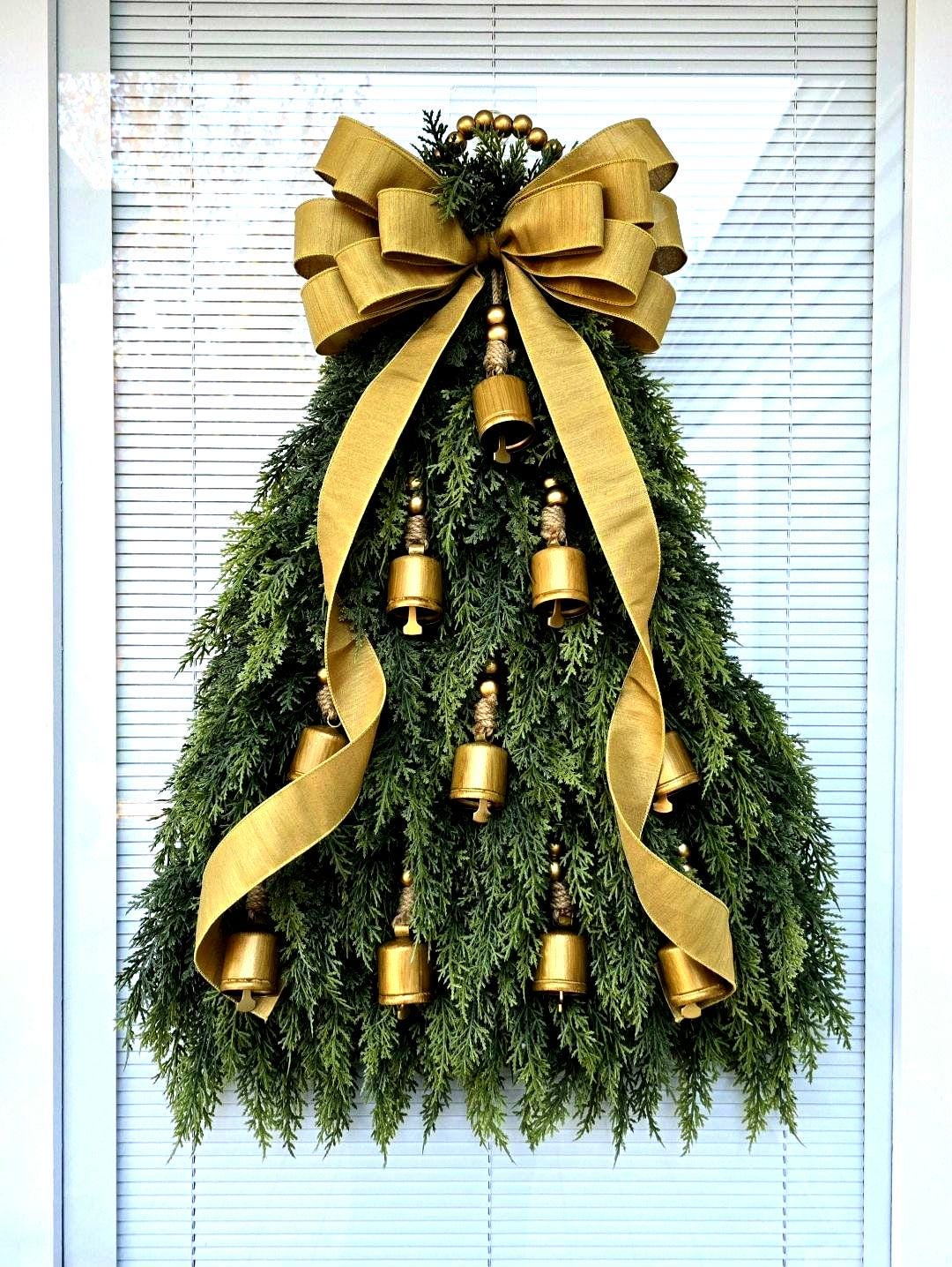 Christmas Wreath For Front Door Outdoor Holiday Decor Xmas Teardrop Swag Double Door Wreaths