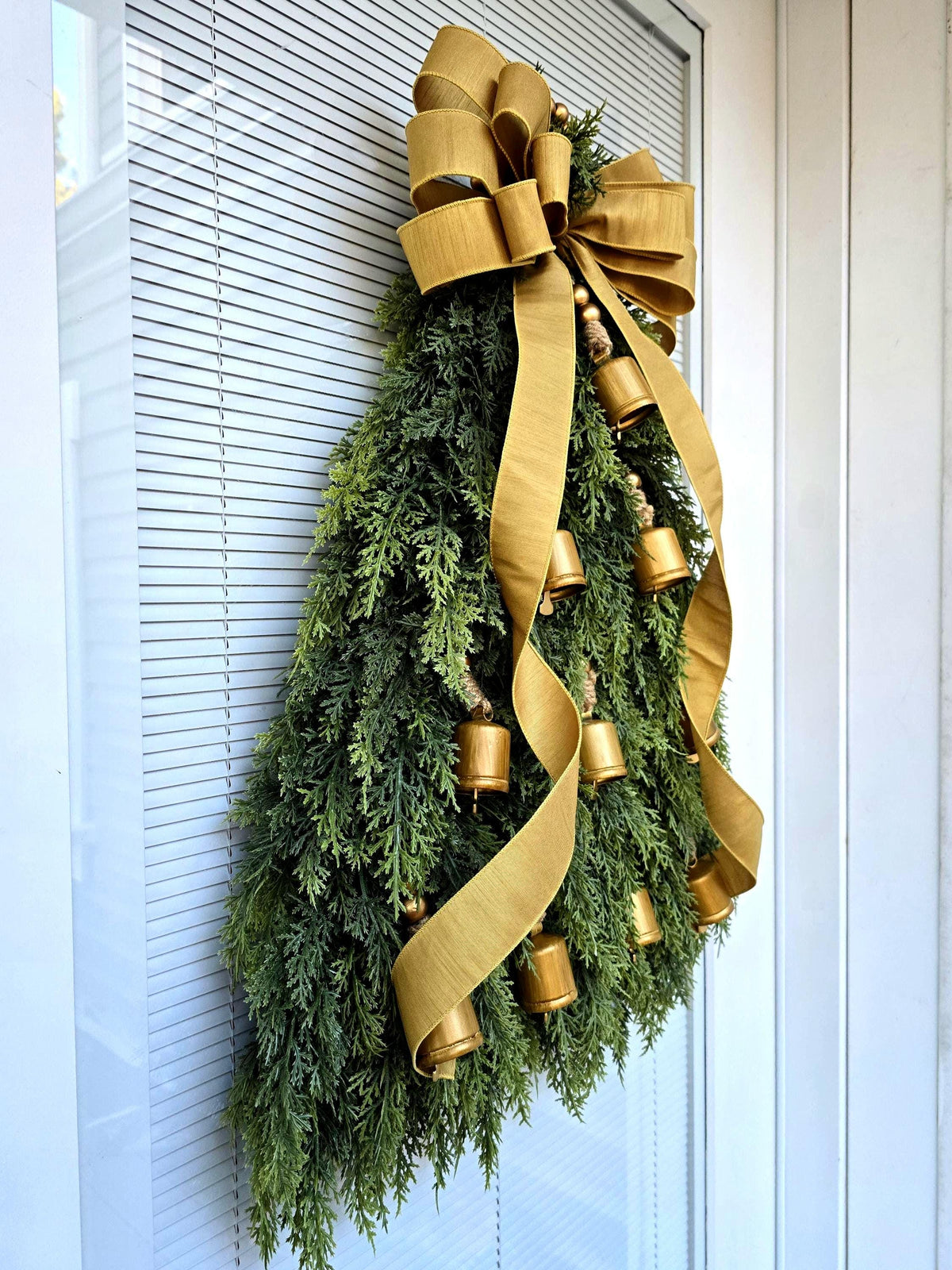 Christmas Wreath For Front Door Outdoor Holiday Decor Xmas Teardrop Swag Double Door Wreaths