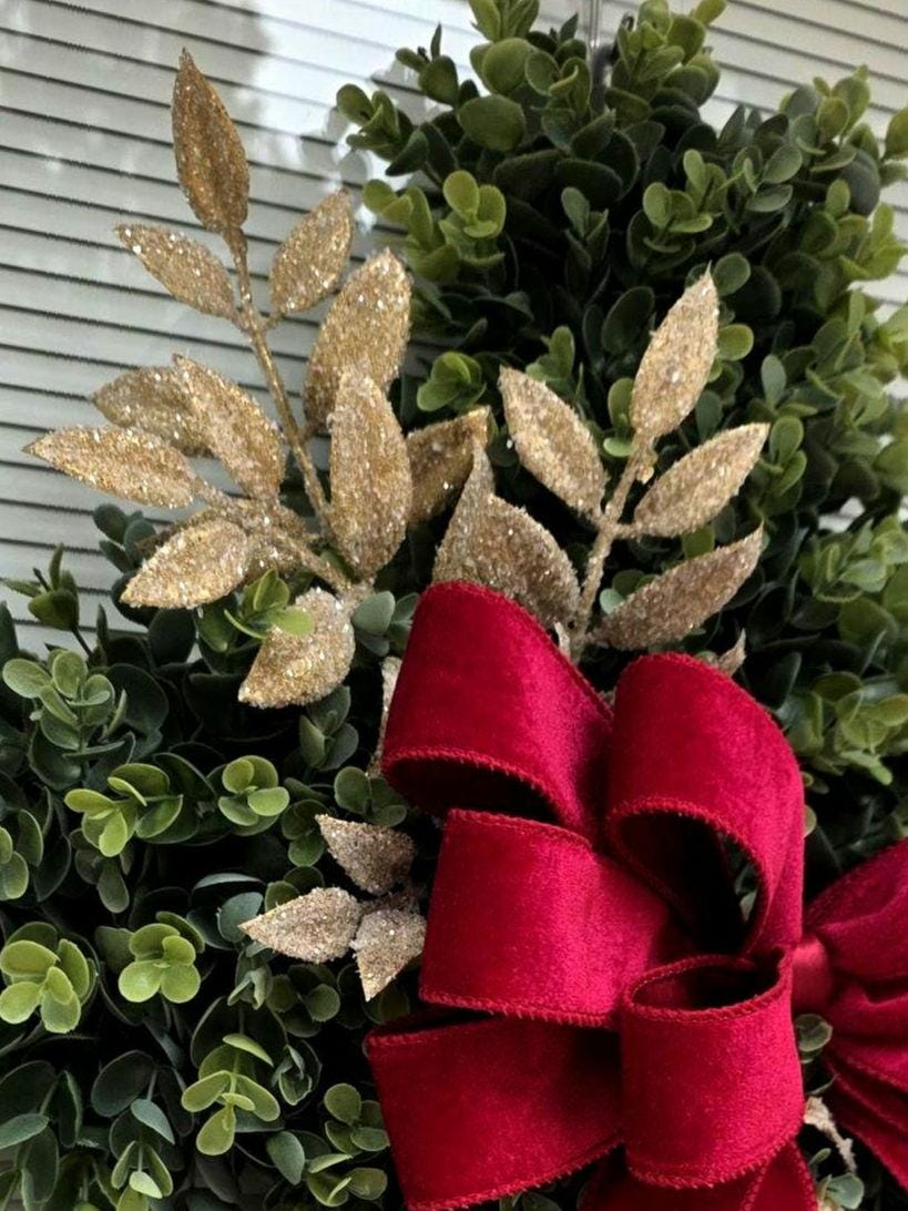 Boxwood Cross Wreath for Front Door, Farmhouse Religious Decor, Easter & Lent Cross Wreaths, Christian Door Hanger