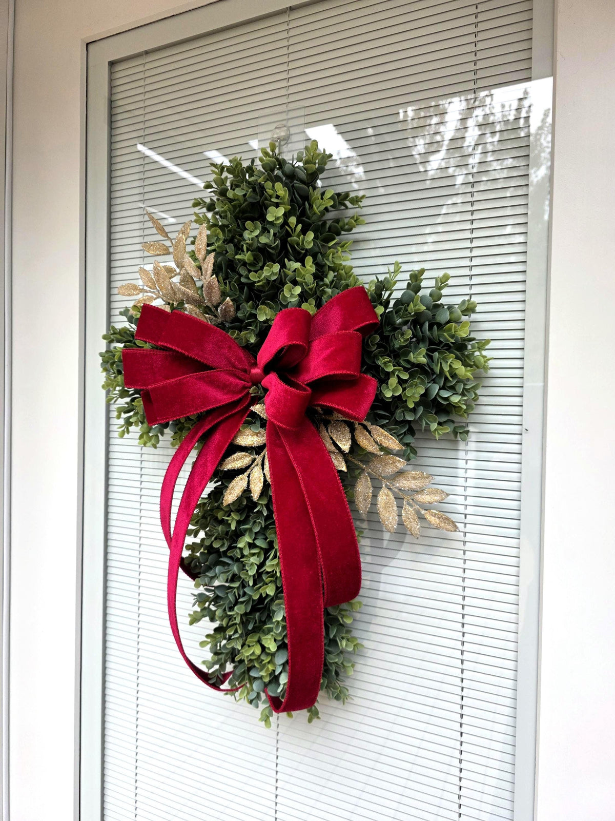 Boxwood Cross Wreath for Front Door, Farmhouse Religious Decor, Easter & Lent Cross Wreaths, Christian Door Hanger