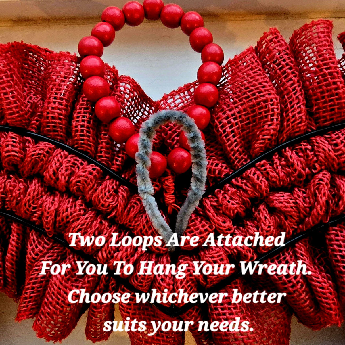 Valentine Wreath For Front Door Decor - 22" Heart Shaped Burlap Decor