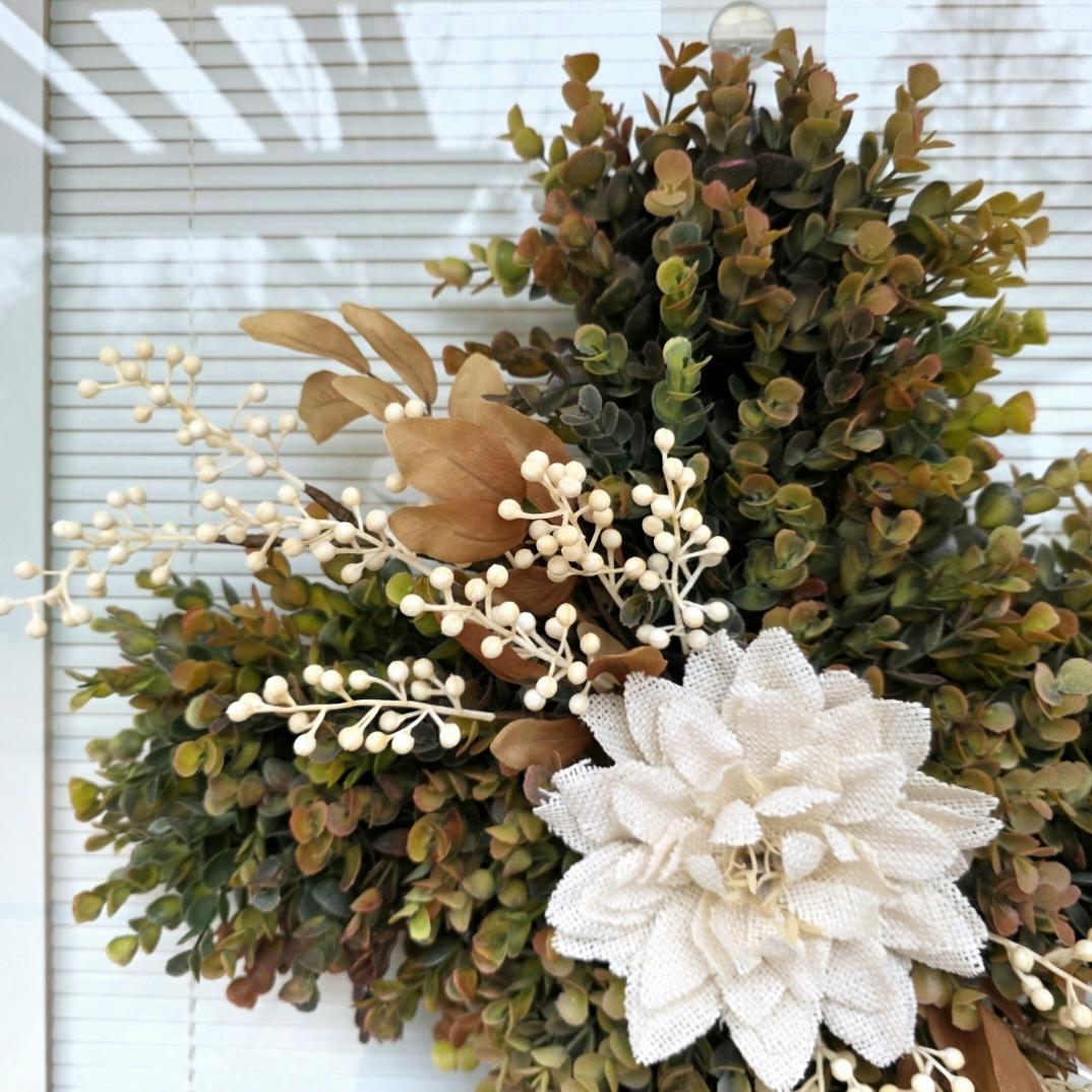 Large Fall Cross Wreath for Front Door Outdoor Christian Decor Autumn Swag Religious Wall Decor Double Door Wreaths Thanksgiving Decoration