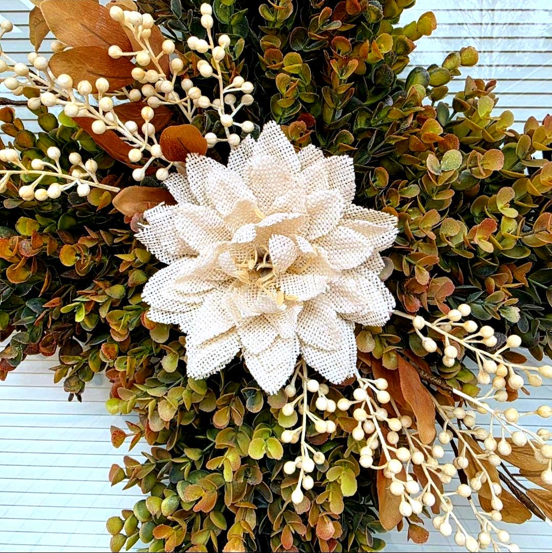 Large Fall Cross Wreath for Front Door Outdoor Christian Decor Autumn Swag Religious Wall Decor Double Door Wreaths Thanksgiving Decoration