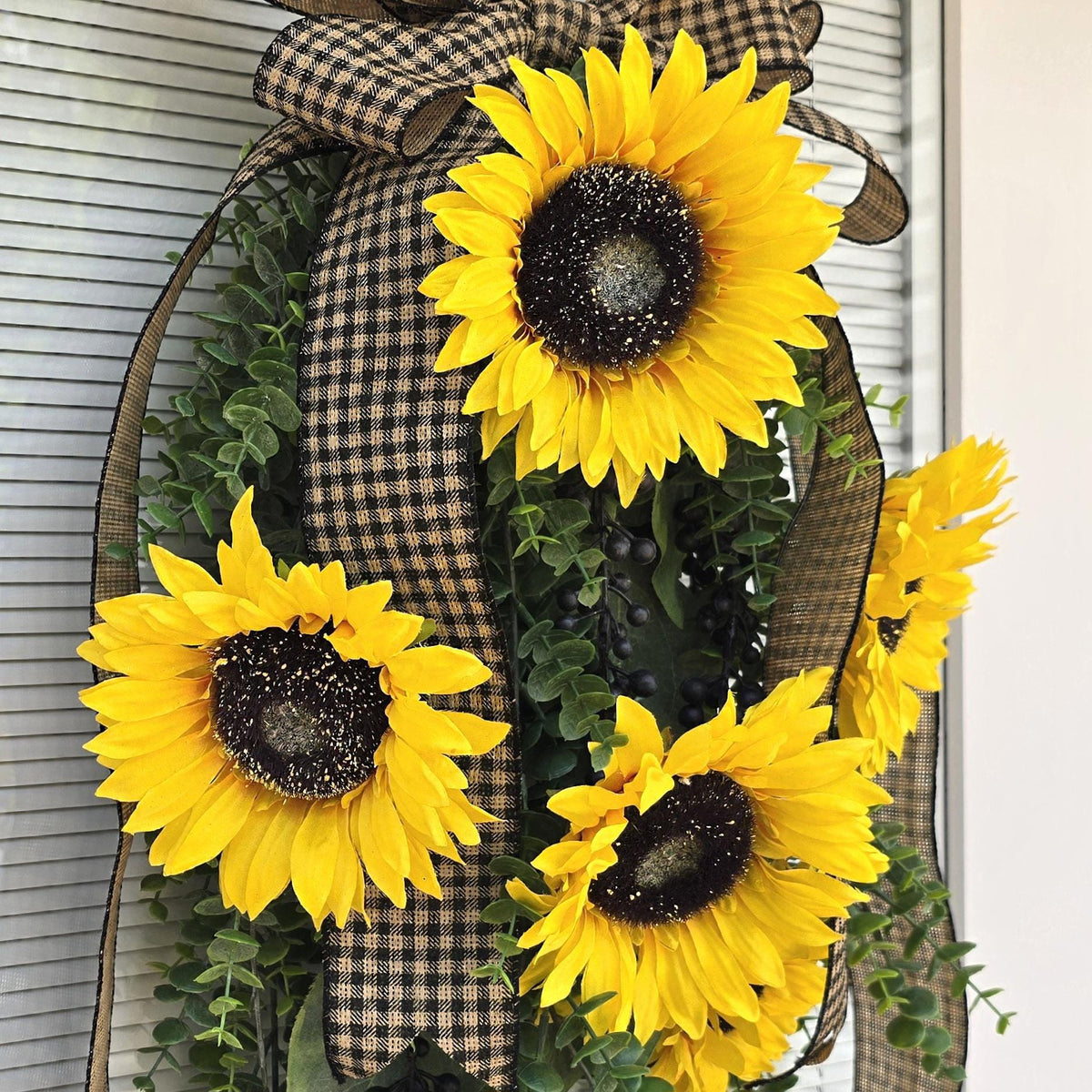 Spring Summer Fall Wreath For Front Door Decor, Double Door Wreaths, Outdoor Porch Decor, Double Door Decor, Yellow Sunflower Teardrop Swag