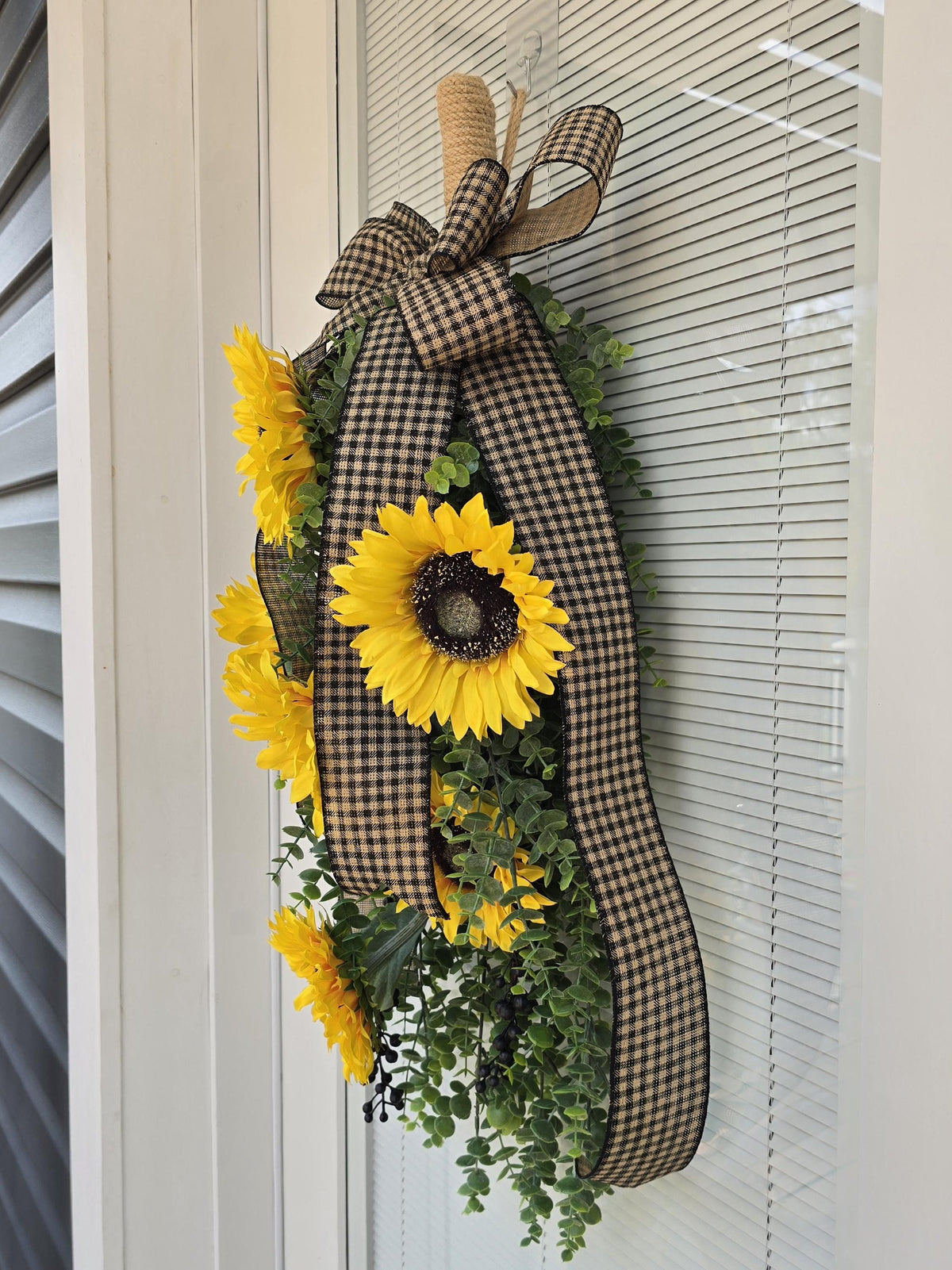 Spring Summer Fall Wreath For Front Door Decor, Double Door Wreaths, Outdoor Porch Decor, Double Door Decor, Yellow Sunflower Teardrop Swag