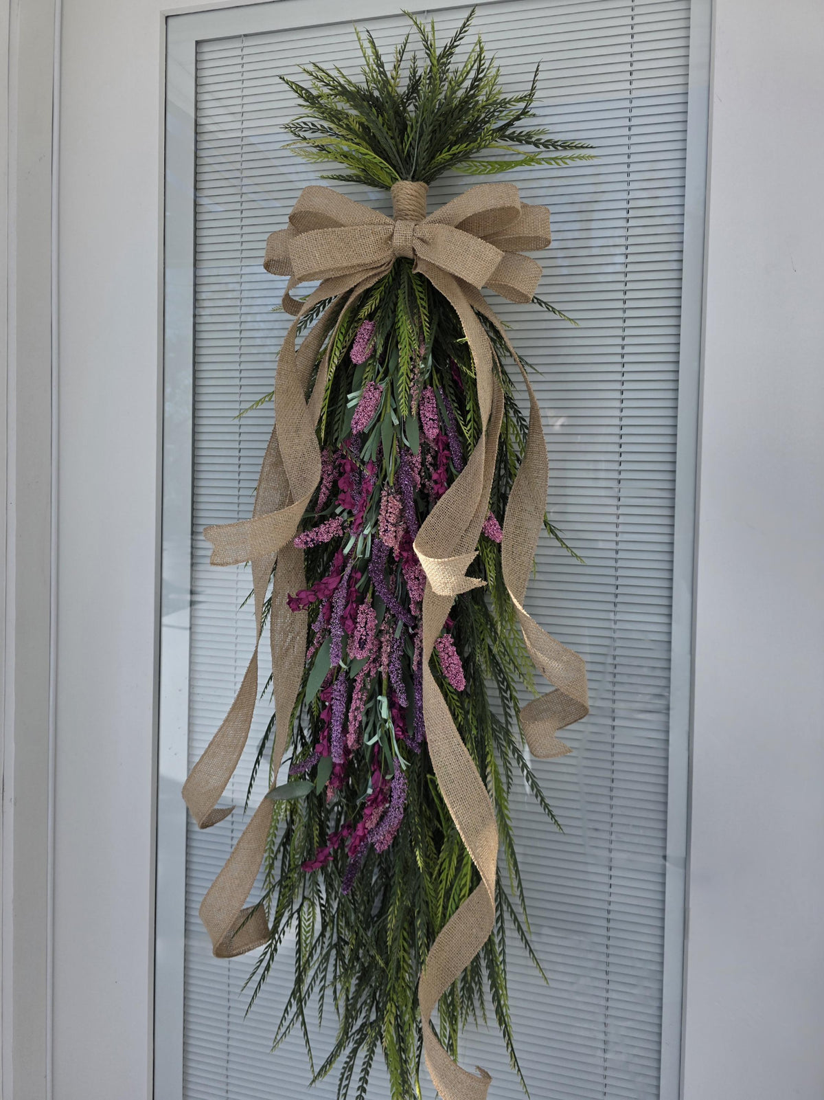Spring Wreath, Summer Wreath, Outdoor Wreath, Double Door Wreaths, Teardrop Swag, Pink Purple Lavender Swag