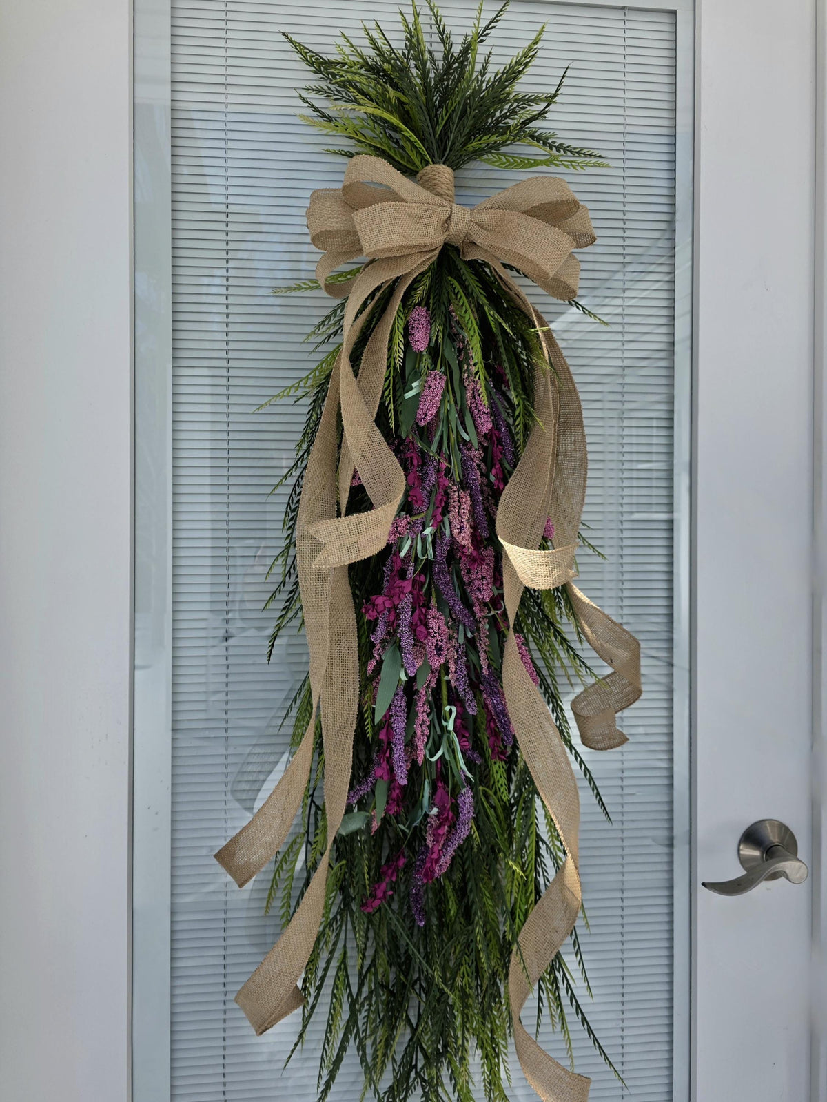 Spring Wreath, Summer Wreath, Outdoor Wreath, Double Door Wreaths, Teardrop Swag, Pink Purple Lavender Swag