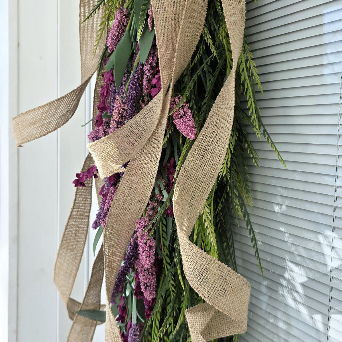 Spring Wreath, Summer Wreath, Outdoor Wreath, Double Door Wreaths, Teardrop Swag, Pink Purple Lavender Swag