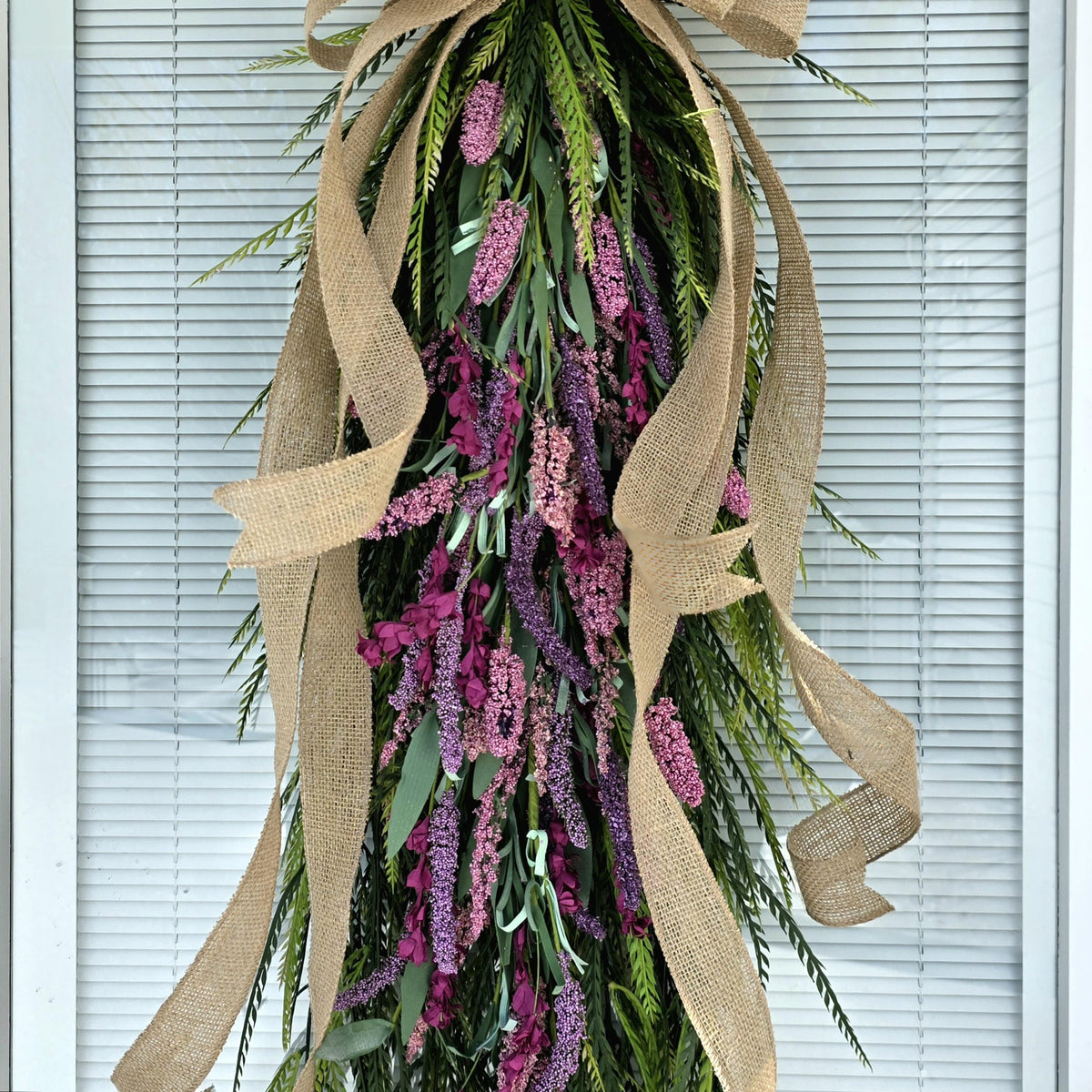 Spring Wreath, Summer Wreath, Outdoor Wreath, Double Door Wreaths, Teardrop Swag, Pink Purple Lavender Swag