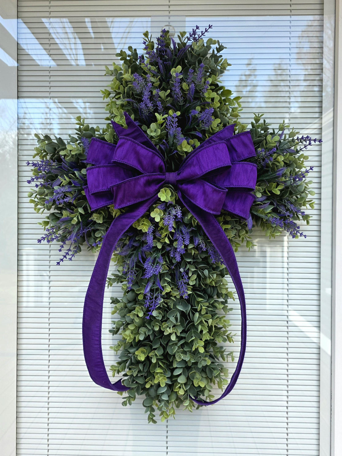 EASTER CROSS WREATH For Front Door, Double Door Wreaths, Memorial, Year Round, Religious Wall Decor, Christian Church, Christianity Gift