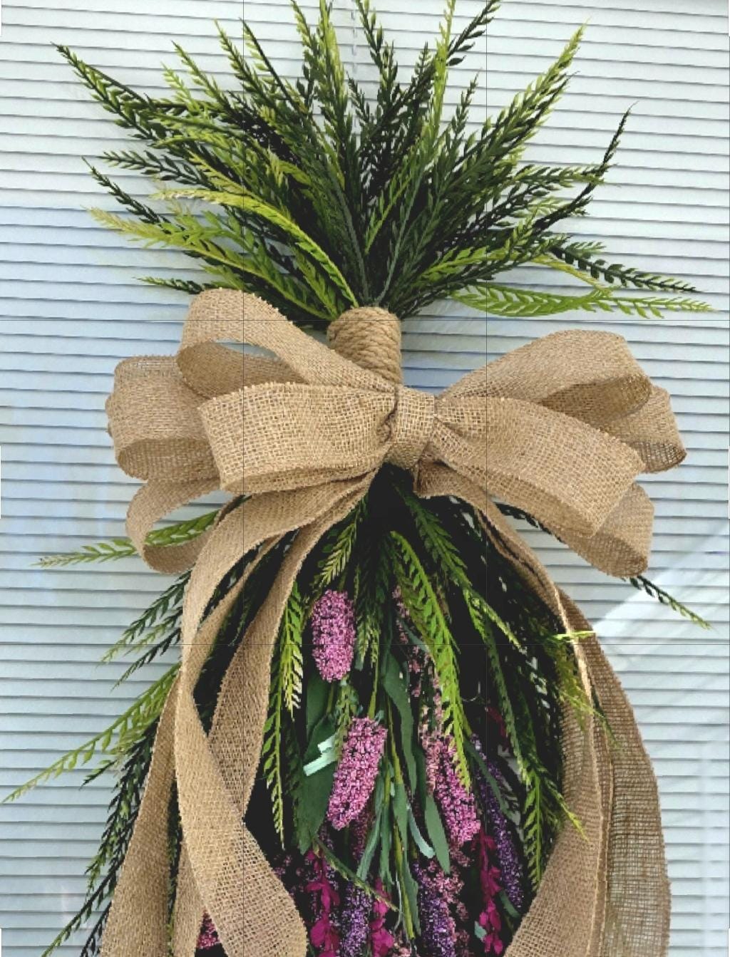 Spring Wreath, Summer Wreath, Outdoor Wreath, Double Door Wreaths, Teardrop Swag, Pink Purple Lavender Swag