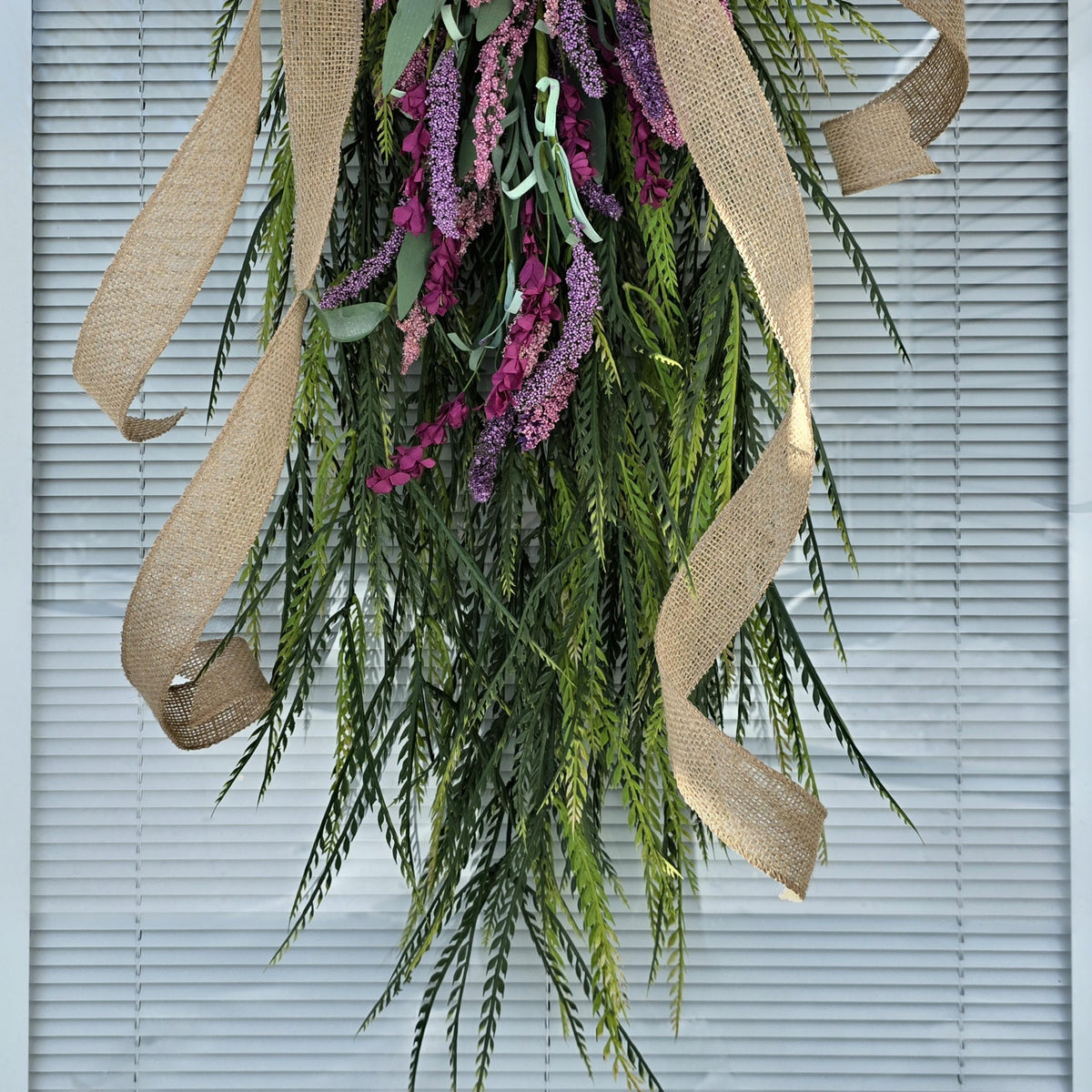 Spring Wreath, Summer Wreath, Outdoor Wreath, Double Door Wreaths, Teardrop Swag, Pink Purple Lavender Swag