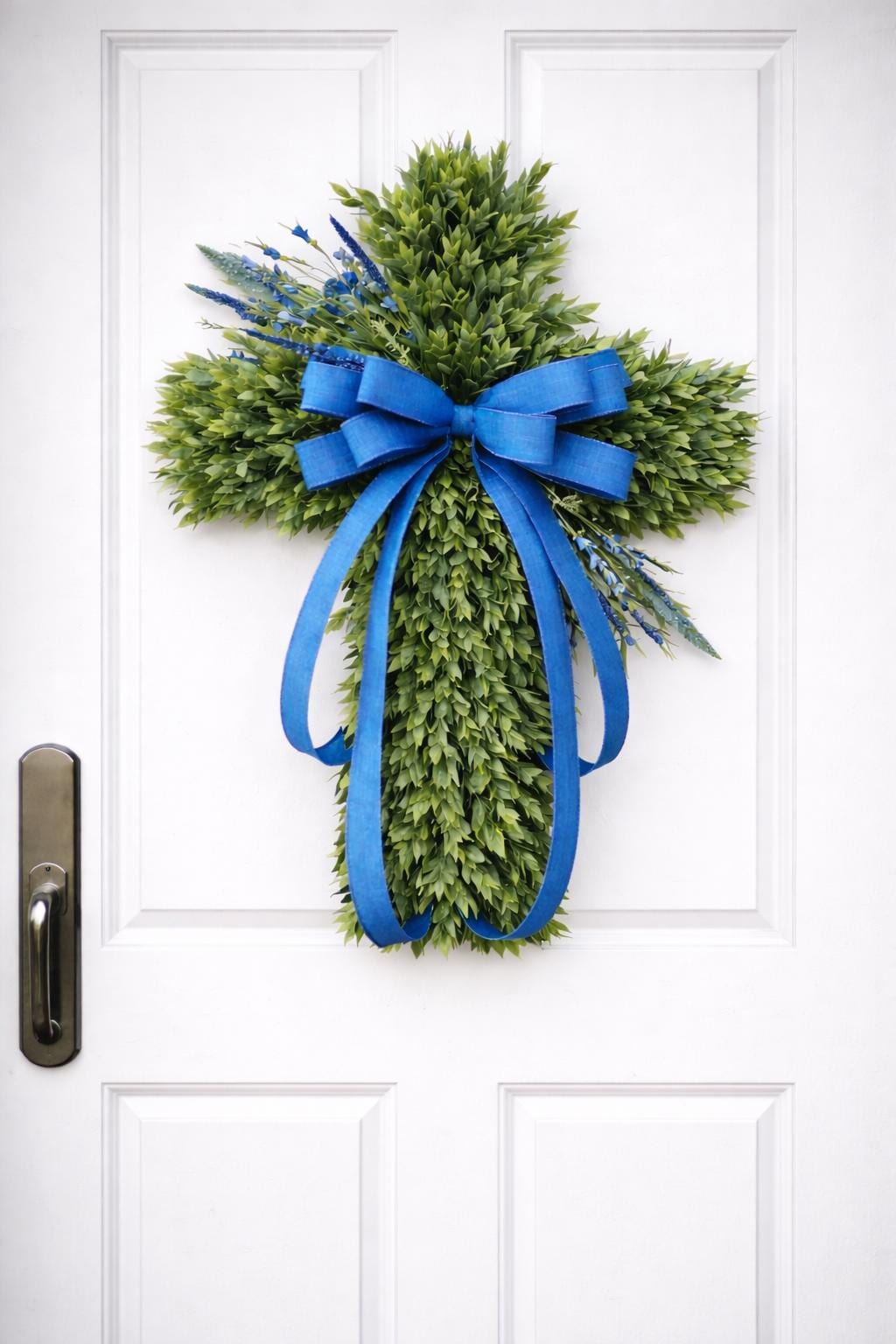 EASTER CROSS WREATH For Front Door, Double Door Wreaths, Memorial, Year Round, Religious Wall Decor, Christian Church, Christianity Gift