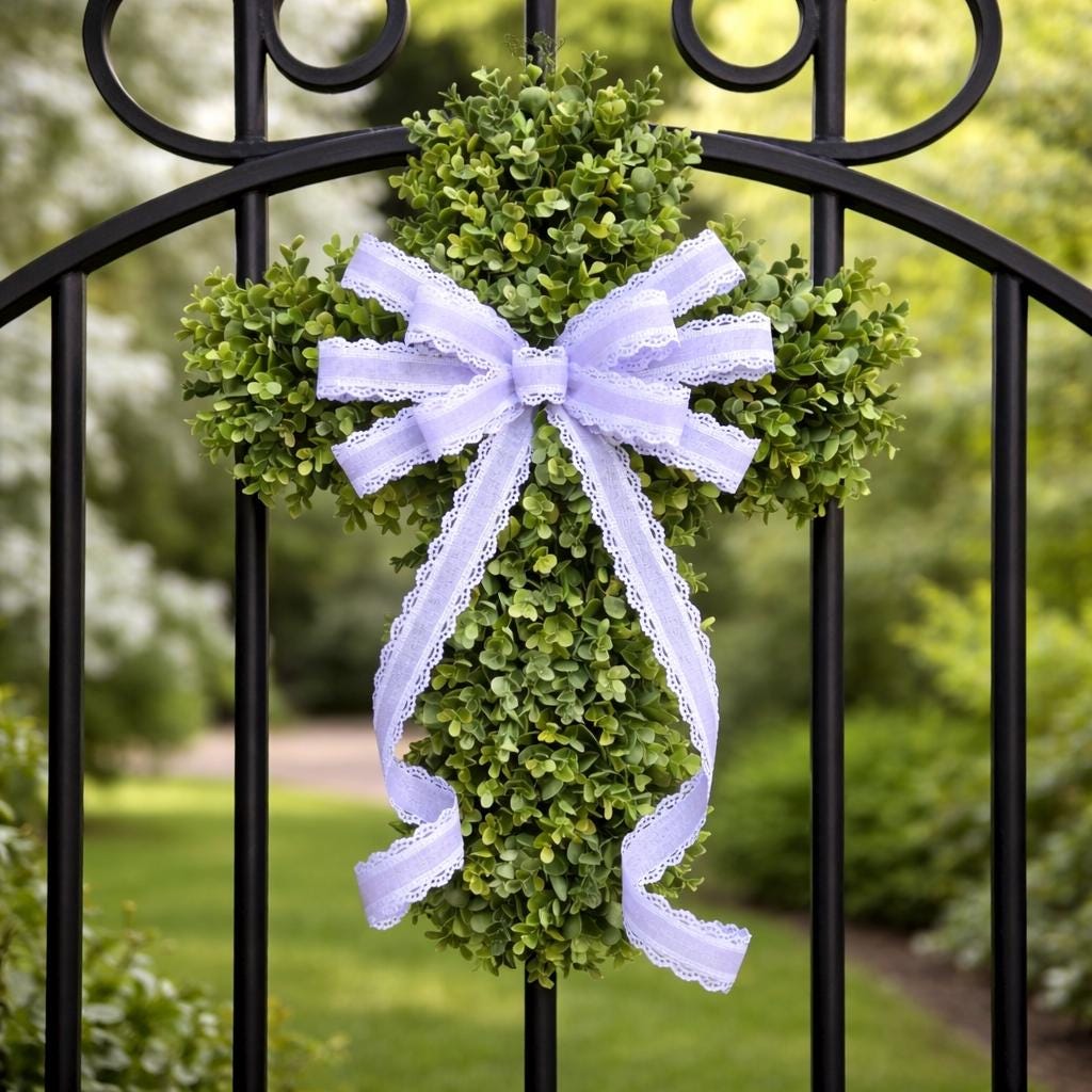 EASTER CROSS WREATH For Front Door, Double Door Wreaths, Memorial, Year Round, Religious Wall Decor, Christian Church, Christianity Gift
