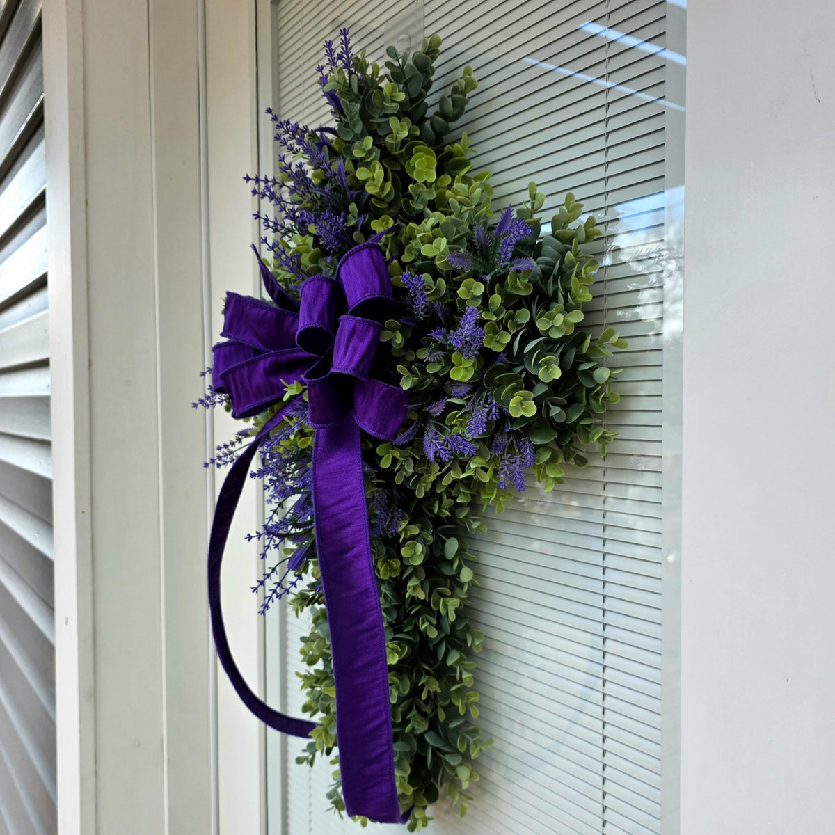 EASTER CROSS WREATH For Front Door, Double Door Wreaths, Memorial, Year Round, Religious Wall Decor, Christian Church, Christianity Gift