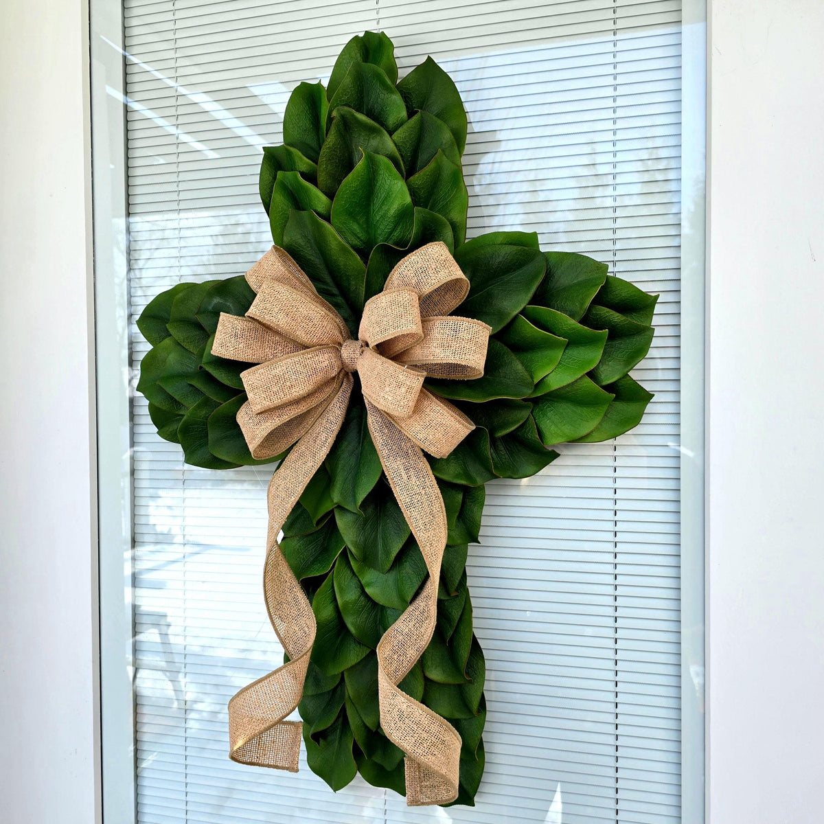 EASTER CROSS WREATH For Front Door, Double Door Wreaths, Memorial, Year Round, Religious Wall Decor, Christian Church, Christianity Gift