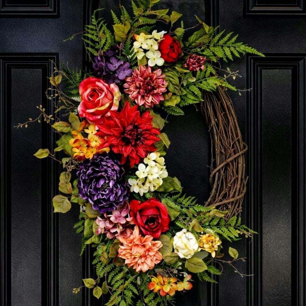 Spring Wreath, Summer Wreath, Double Door Wreaths, Front Door Wreaths, Farmhouse Decor, Housewarming Gift, Unique, Home Decor
