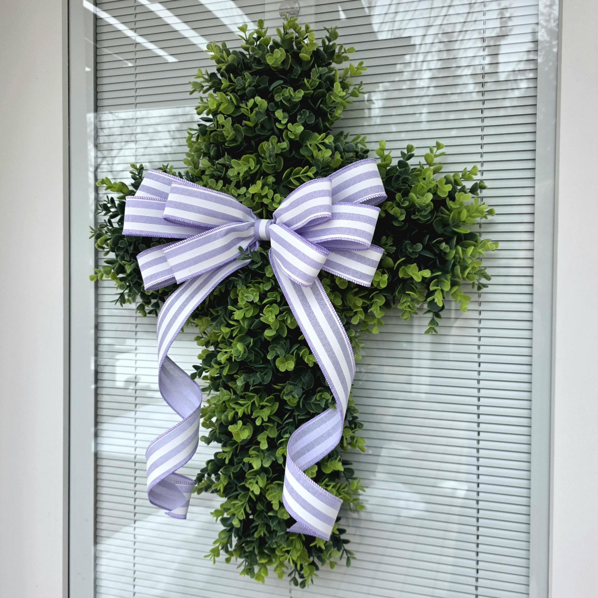 Easter Cross Wreath for Front Door, Outdoor Religious Decor, Christianity Double Door Wreaths, Unique Christian Faith Swag, Jesus God Gift