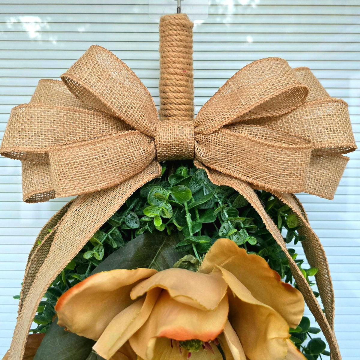 FALL WREATH, Neutral Teardrop Swag, Front Door Wreath, Everyday Farmhouse Decor, Beige Door Hanger, Double Door Decor, Outdoor Autumn Wreath