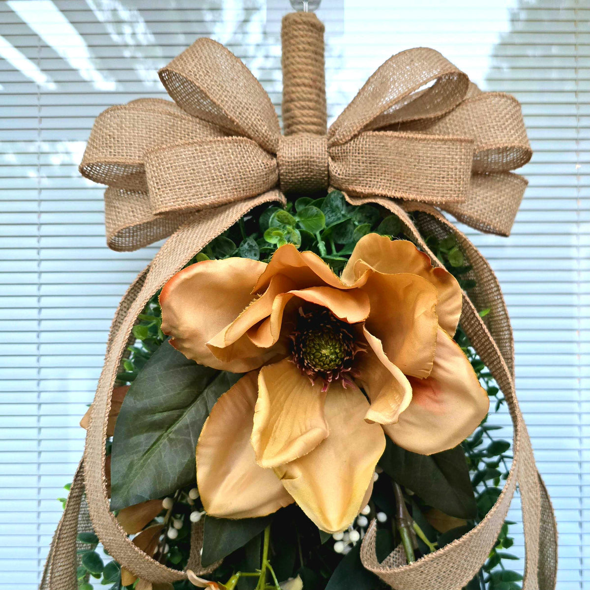 FALL WREATH, Neutral Teardrop Swag, Front Door Wreath, Everyday Farmhouse Decor, Beige Door Hanger, Double Door Decor, Outdoor Autumn Wreath