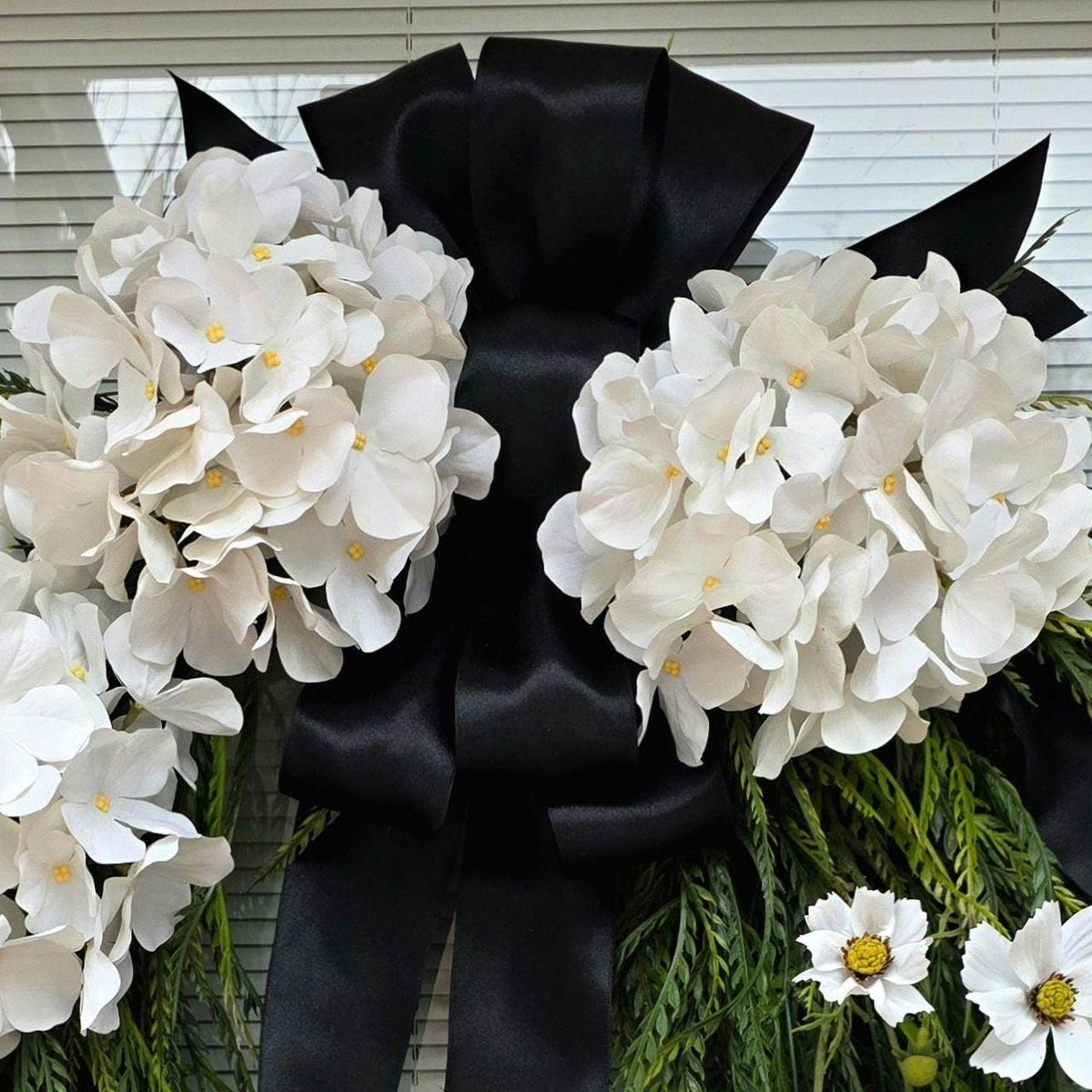 Year Round Wreath For Front Door, Everyday Wreaths, White Hydrangea Wreath, Farmhouse Decor, Double Door Wreaths, Double Door Decor, Unique