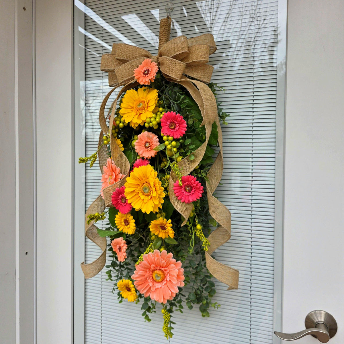 Spring Summer Wreath For Front Door Decor, Double Door Wreaths, Farmhouse Wreath, Door Swag, Front Porch Wreath, Double Door Decor, Outdoor
