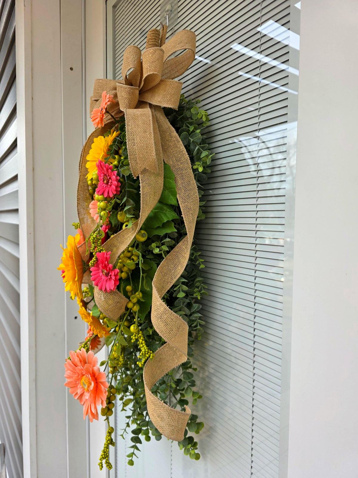 Spring Summer Wreath For Front Door Decor, Double Door Wreaths, Farmhouse Wreath, Door Swag, Front Porch Wreath, Double Door Decor, Outdoor