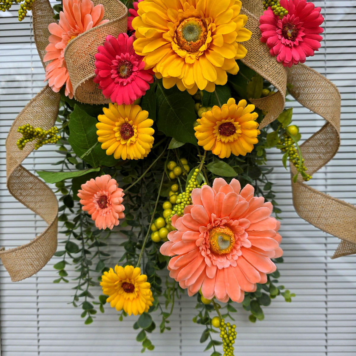 Spring Summer Wreath For Front Door Decor, Double Door Wreaths, Farmhouse Wreath, Door Swag, Front Porch Wreath, Double Door Decor, Outdoor