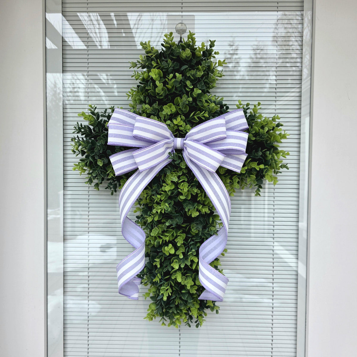 Easter Cross Wreath for Front Door, Outdoor Religious Decor, Christianity Double Door Wreaths, Unique Christian Faith Swag, Jesus God Gift