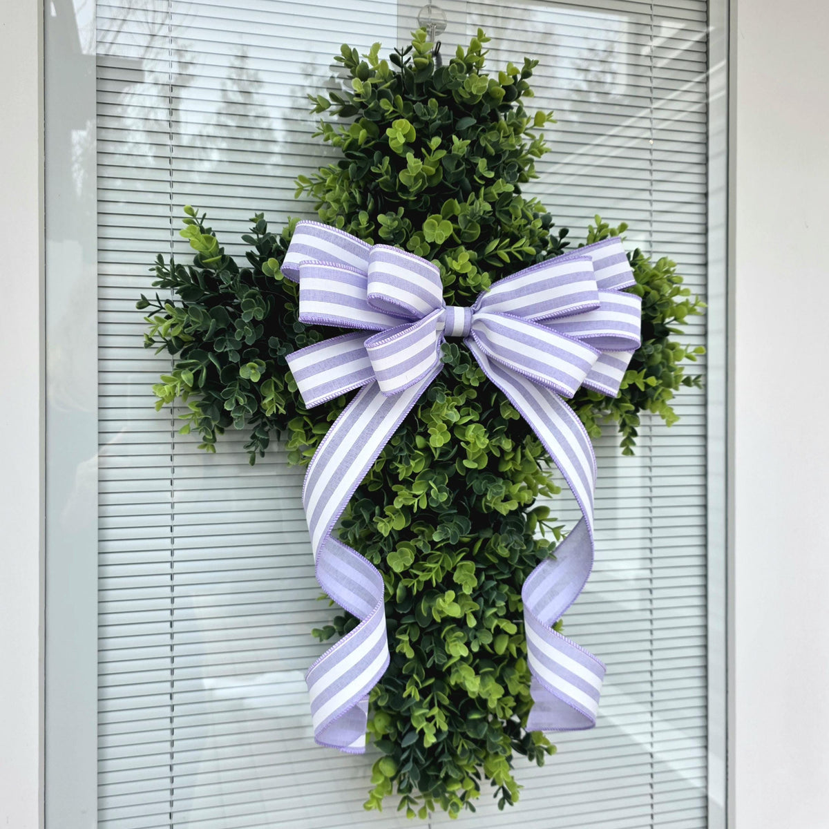 Easter Cross Wreath for Front Door, Outdoor Religious Decor, Christianity Double Door Wreaths, Unique Christian Faith Swag, Jesus God Gift