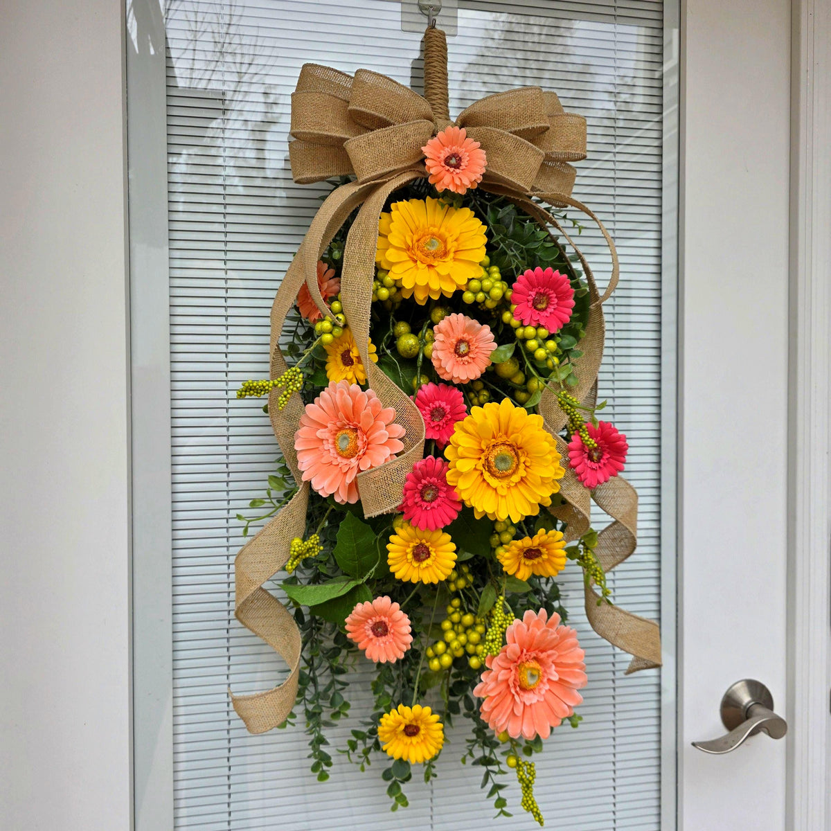 Spring Summer Wreath For Front Door Decor, Double Door Wreaths, Farmhouse Wreath, Door Swag, Front Porch Wreath, Double Door Decor, Outdoor