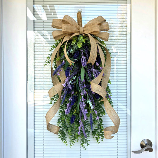 Spring Summer Wreath For Front Door Decor,  Double Door Wreaths, Front Porch Wreath, Door Swag, Double Door Decor, Outdoor Wreath, Teardrop