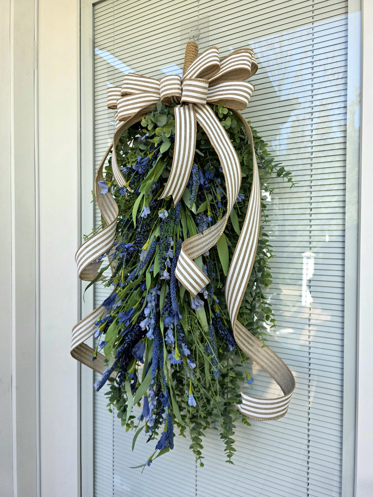 Spring Summer Wreath Swag For Front Door Decor, Double Door Wreaths, Farmhouse Nautical Wreath, Year Round Everyday Outdoor Porch Decor Gift