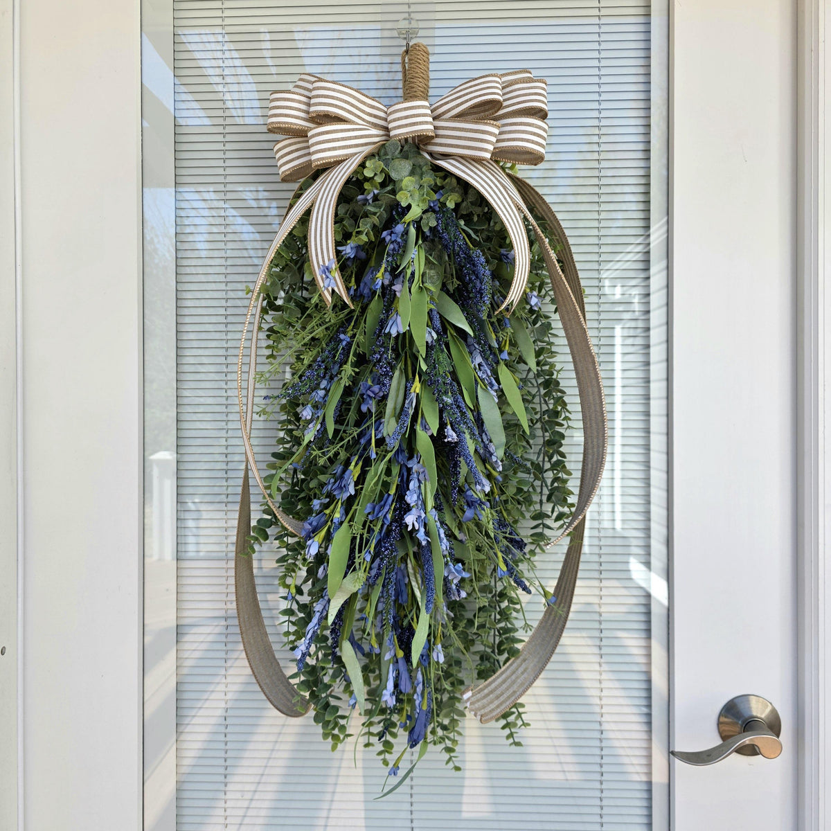 Spring Summer Wreath Swag For Front Door Decor, Double Door Wreaths, Farmhouse Nautical Wreath, Year Round Everyday Outdoor Porch Decor Gift