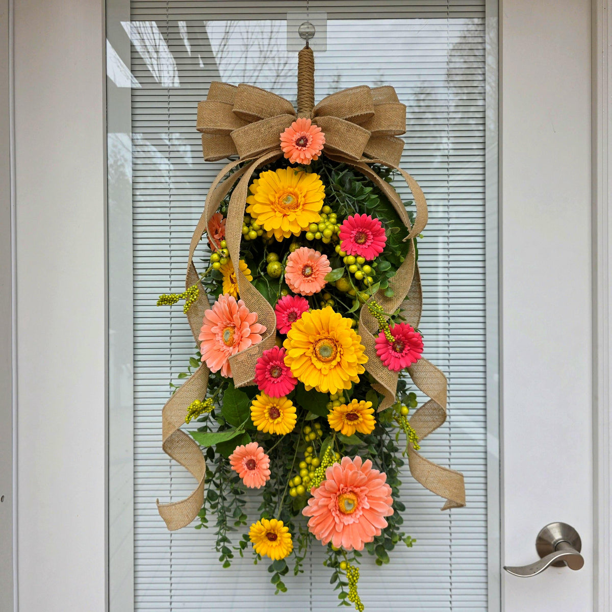 Spring Summer Wreath For Front Door Decor, Double Door Wreaths, Farmhouse Wreath, Door Swag, Front Porch Wreath, Double Door Decor, Outdoor