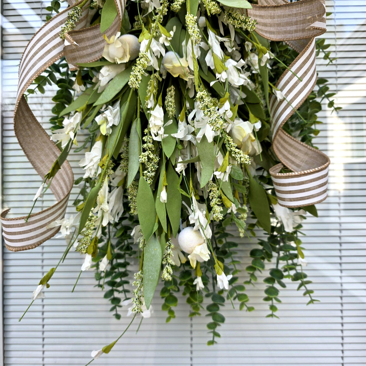 Year Round Wreath For Front Door Decor, Double Door Wreaths, White Wreath, Everyday Door Swag, Porch Decor, Double Door Decor, Outdoor Decor