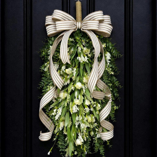 Spring Summer Wreath For Front Door Decor, Double Door Wreaths, Farmhouse Wreath, Door Swag, Front Porch Wreath, Double Door Decor, Outdoor