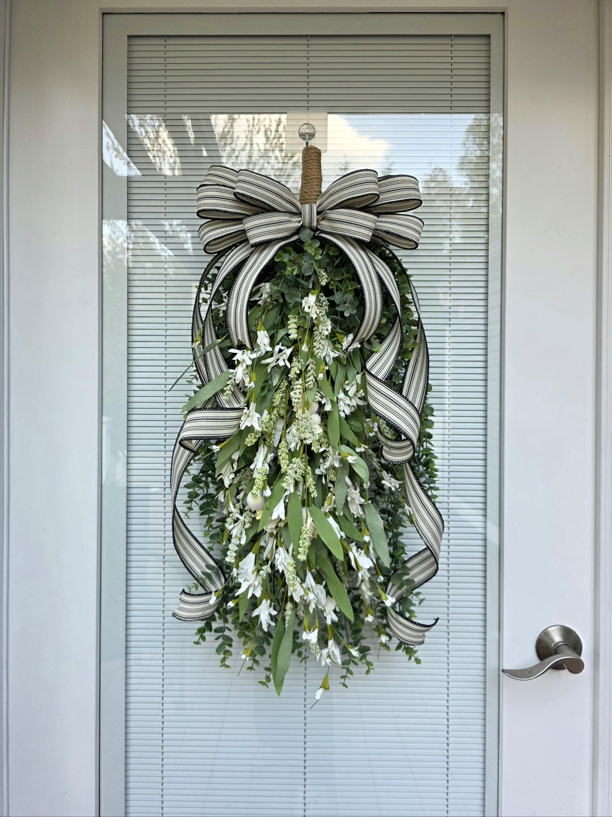 Year Round Wreath For Front Door Decor, Double Door Wreaths, Eucalyptus Wreath, Everyday Door Swag, Porch Door Hanger, White Floral Hanging