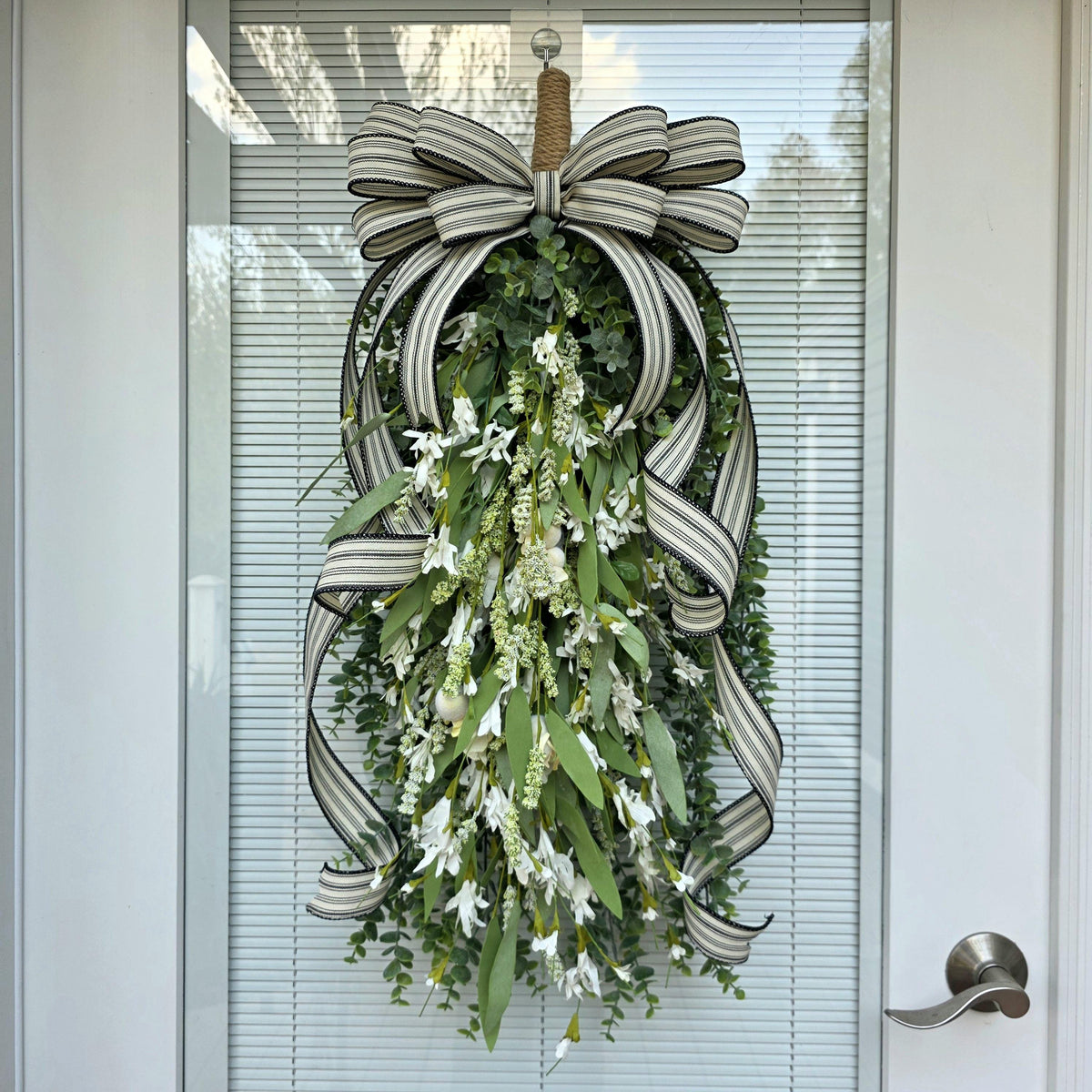 Spring Summer Wreath For Front Door Decor, Double Door Wreaths, Farmhouse Wreath, Year Round Everyday Door Swag, Outdoor Outside Porch Decor