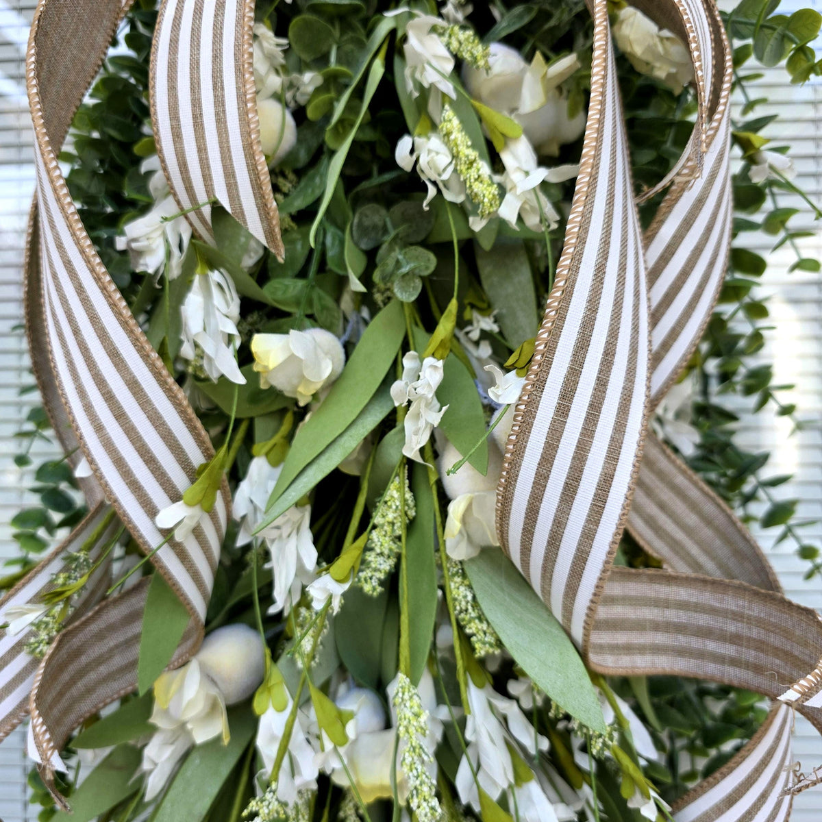 Year Round Wreath For Front Door Decor, Double Door Wreaths, White Wreath, Everyday Door Swag, Porch Decor, Double Door Decor, Outdoor Decor